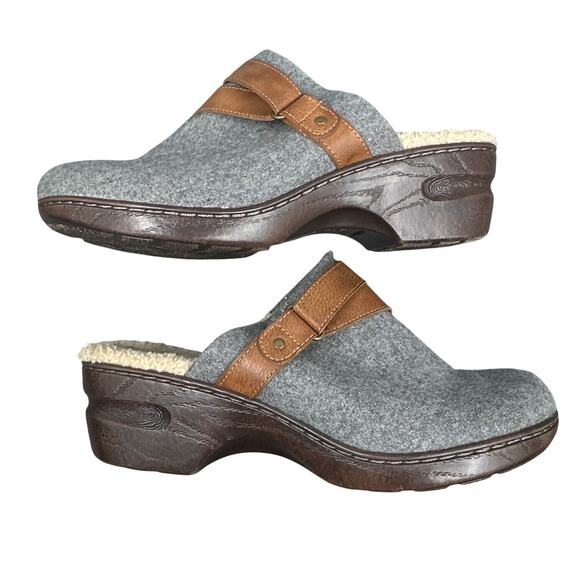 Born BOC Mae Wool Comfort Clog 11 Gray Fleece Lined Y2K Heel Academia Boho Cozy - Picture 3 of 14